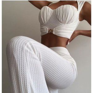 NWOT White Two Piece Pant Set